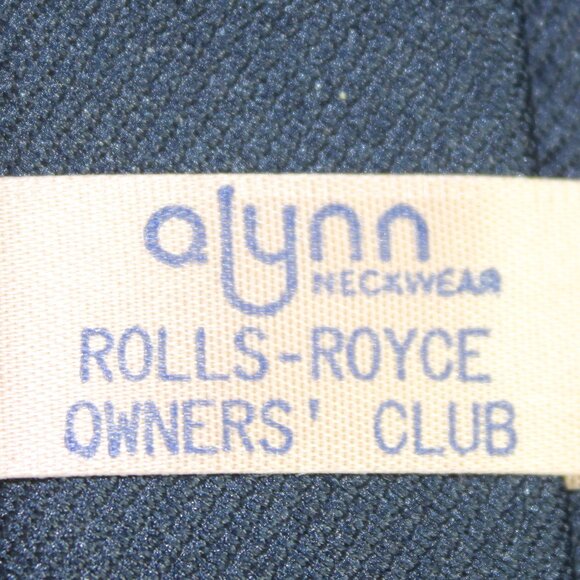 Vintage Alynn Neckwear Rolls Royce Owner’s Club Silver Lady Navy Necktie (NWOT) - Picture 5 of 6